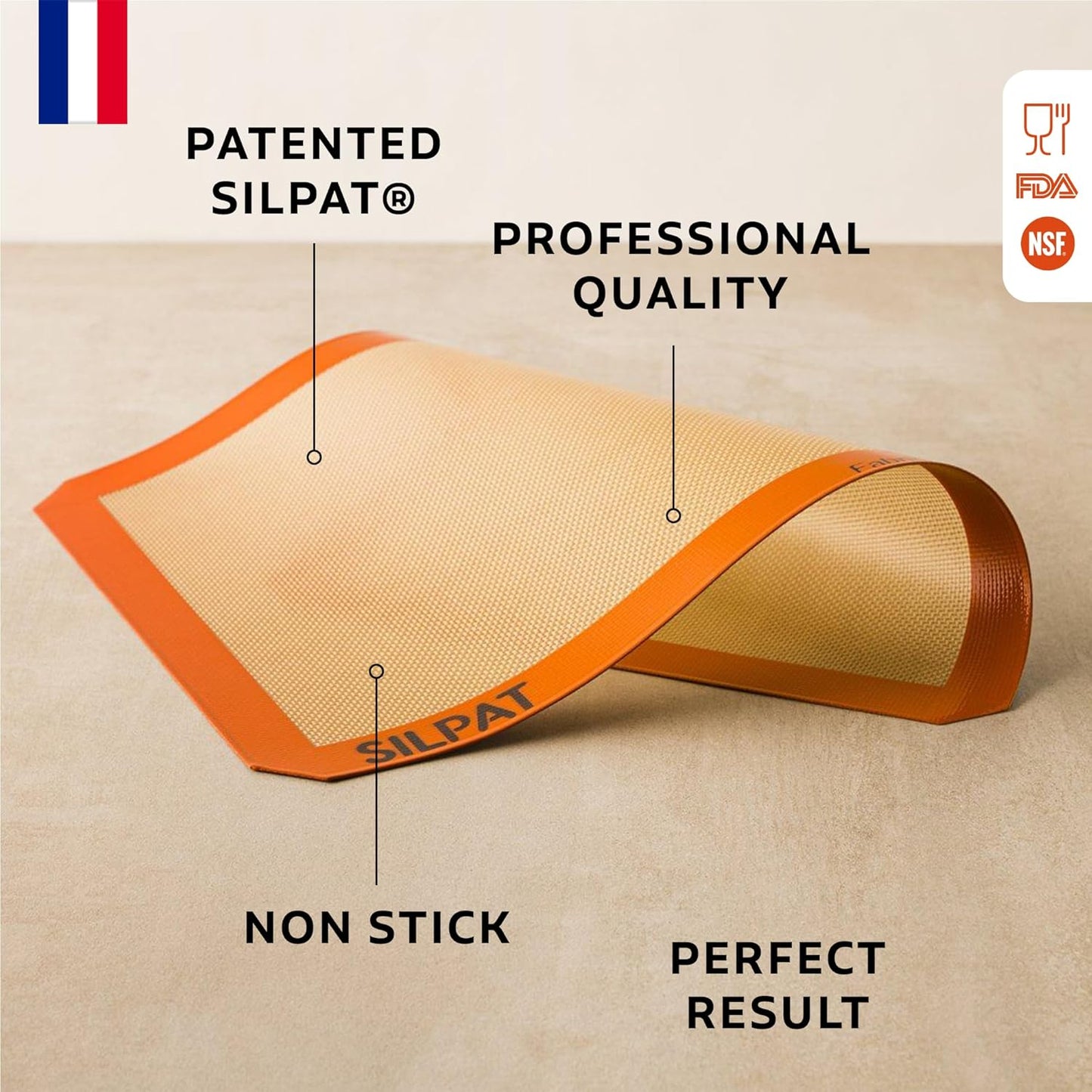 Silpat Premium Non-Stick Silicone Baking Mat - Half Sheet Size 11-5/8" x 16-1/2" | Orange