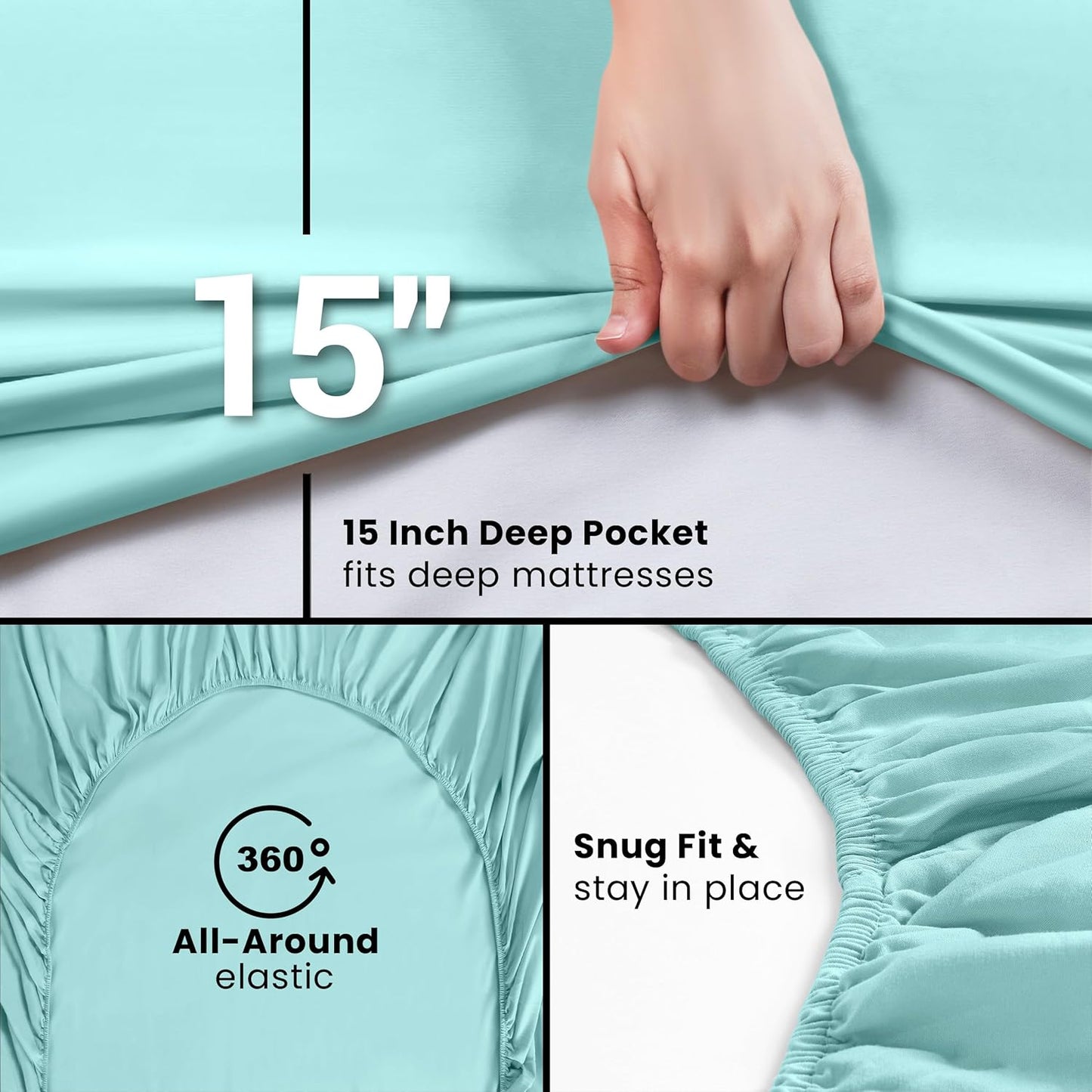 Utopia Bedding Full Fitted Sheet - Soft Microfiber with Deep Pockets - Spa Blue - Easy Care & Fade Resistant
