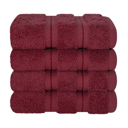 American Soft Linen Luxury Washcloths for Bathroom, 600 GSM 100% Cotton 4 Piece Turkish Wash Cloth Set, 13x13 in Soft Rags for Body and Face, Bordeaux Washcloths