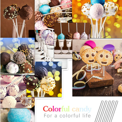 200 Pieces Acrylic Lollipop Sticks Cake Pops Sticks Candy Sticks Treat Sticks for Wedding Halloween Christmas Candy Cake Pops Cupcake Toppers Chocolate Cookie Dessert (Clear, 4 Inch)