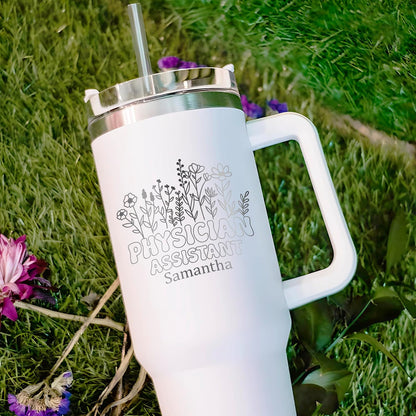Personalized PA 40oz Tumbler - Stainless Steel with Handle | Perfect Physician Assistant Gift