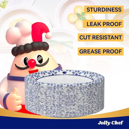 JOLLY CHEF 10-Inch Heavy Duty Disposable Paper Plates - 140 Count, Soak Proof & Cut Proof