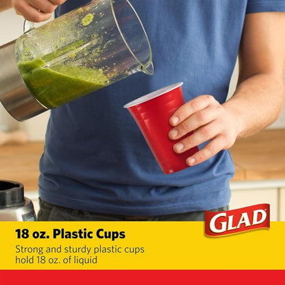 Glad Everyday Disposable Plastic Cups - Heavy Duty 18 Ounce Party Cups | Strong & Sturdy, 40 Count