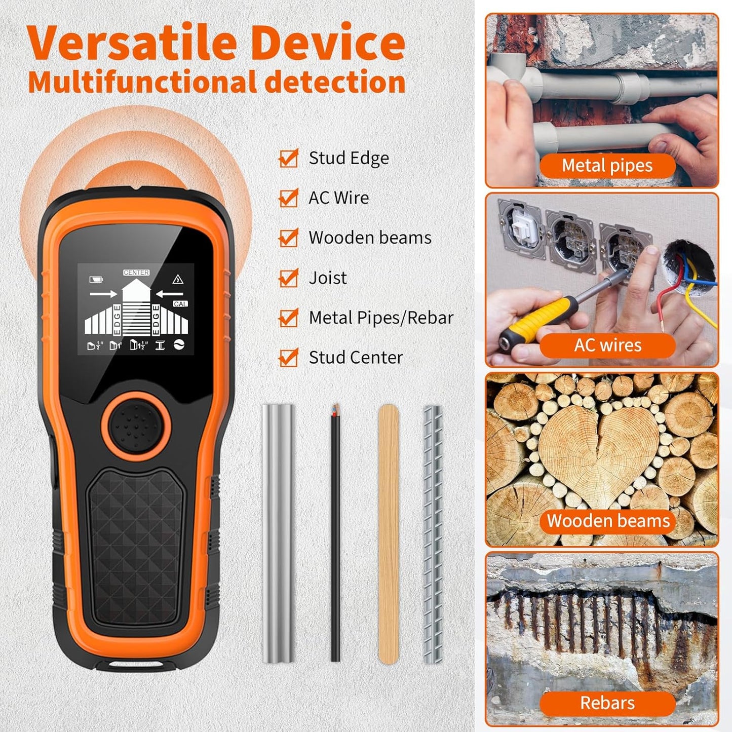Stud Finder Wall Scanner - 5-in-1 Detector for Wood, Metal, Pipes & Wires | High-Definition LCD Display