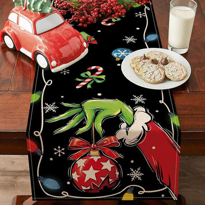 Christmas Table Runner - 13 x 72 in Rustic White & Red Holiday Decor
