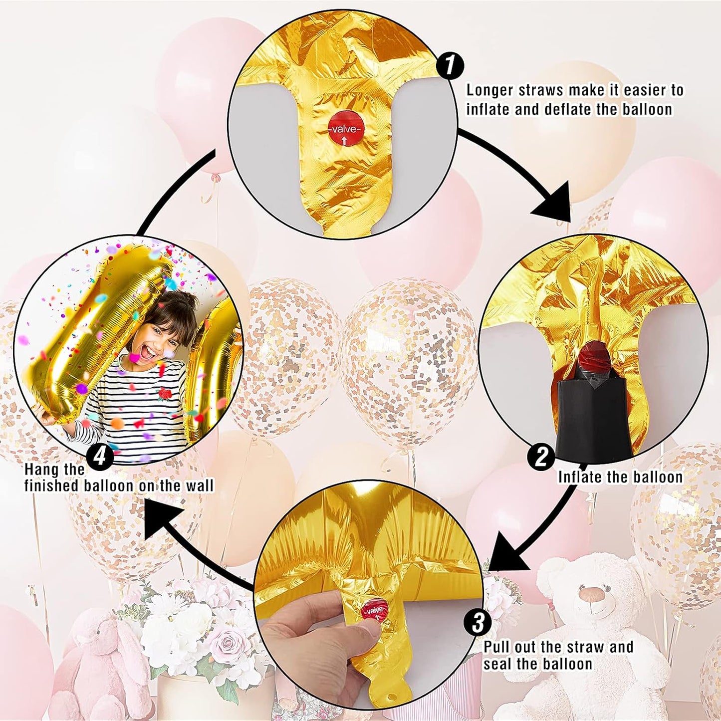 Smlpuame Gold Number 2 Balloon - 40 Inch Helium Foil for Birthday & Wedding Celebrations