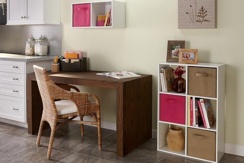 ClosetMaid Cubeicals 6-Cube Storage Shelf Organizer - Stackable Wood Bookshelf in White Finish