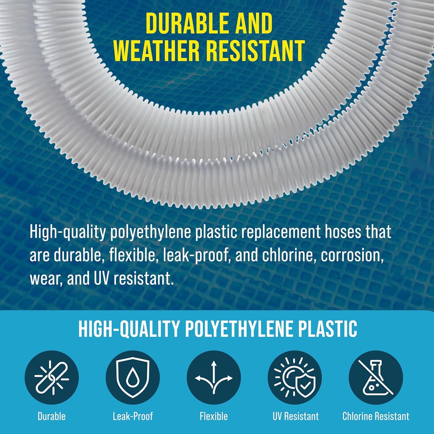 U.S. Pool Supply Premium Above Ground Pool Hose Replacement - 1.25" Diameter x 59" Long, Pack of 3, White | Compatible with Intex Pumps