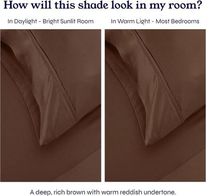 California Design Den Pillowcase Set - Soft 400 Thread Count Sateen, 100% Cotton, Set of 2, Espresso Brown