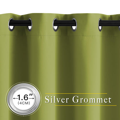 NICETOWN Bedroom Room Darkening Curtains and Drapes - Energy Smart Thermal Insulated Solid Grommet Room Darkening Draperies for Living Room (2 Panels, 66 inches x 72 inches, Fresh Green)