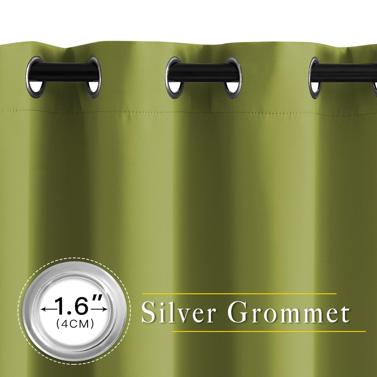 NICETOWN Fresh Green Blackout Curtains for Living Room, Grommet Thermal Insulated Window Drapes Room Divider Blinds Sound Reducing for Living Room, W46 x L102, 2 Pieces