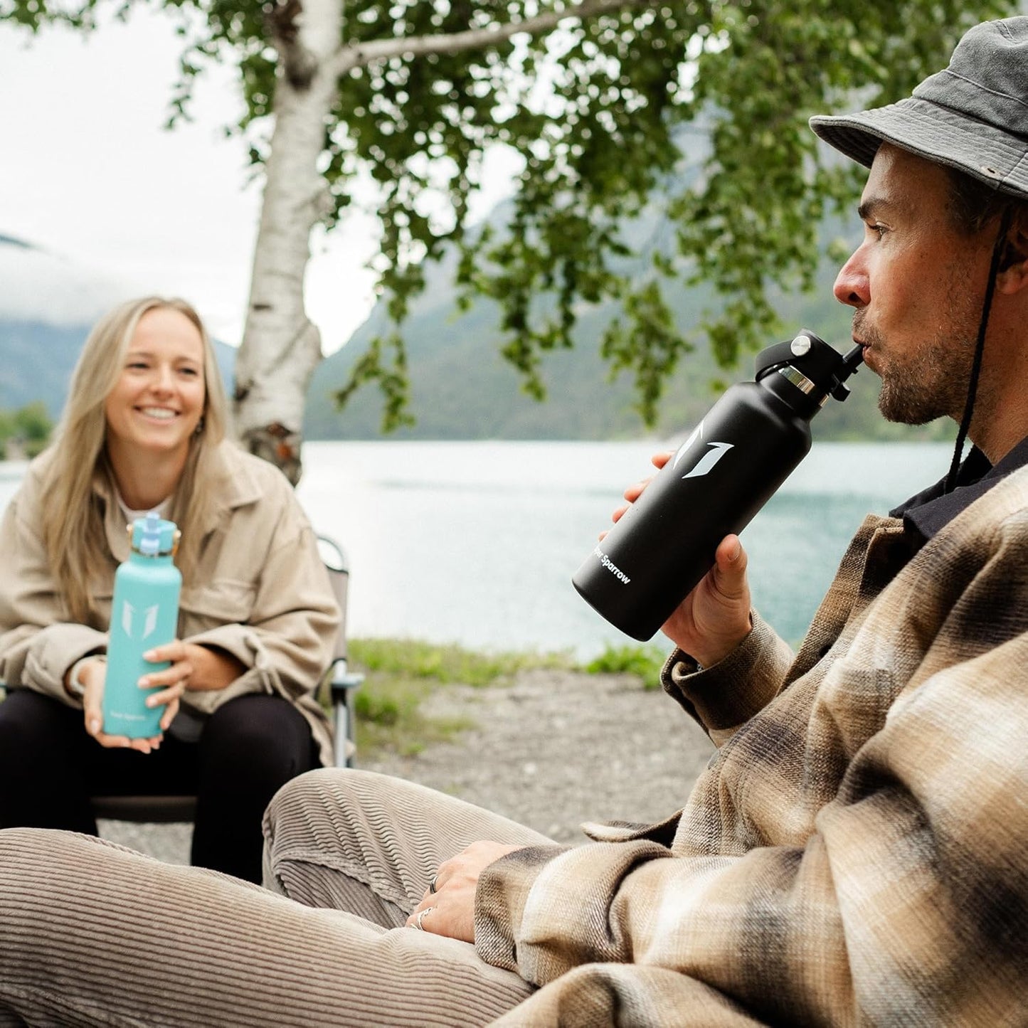Super Sparrow Insulated Water Bottle - BPA-Free, Leak-Proof Flask | Ergonomic Straw - 17 Oz, 25 Oz, 34 Oz