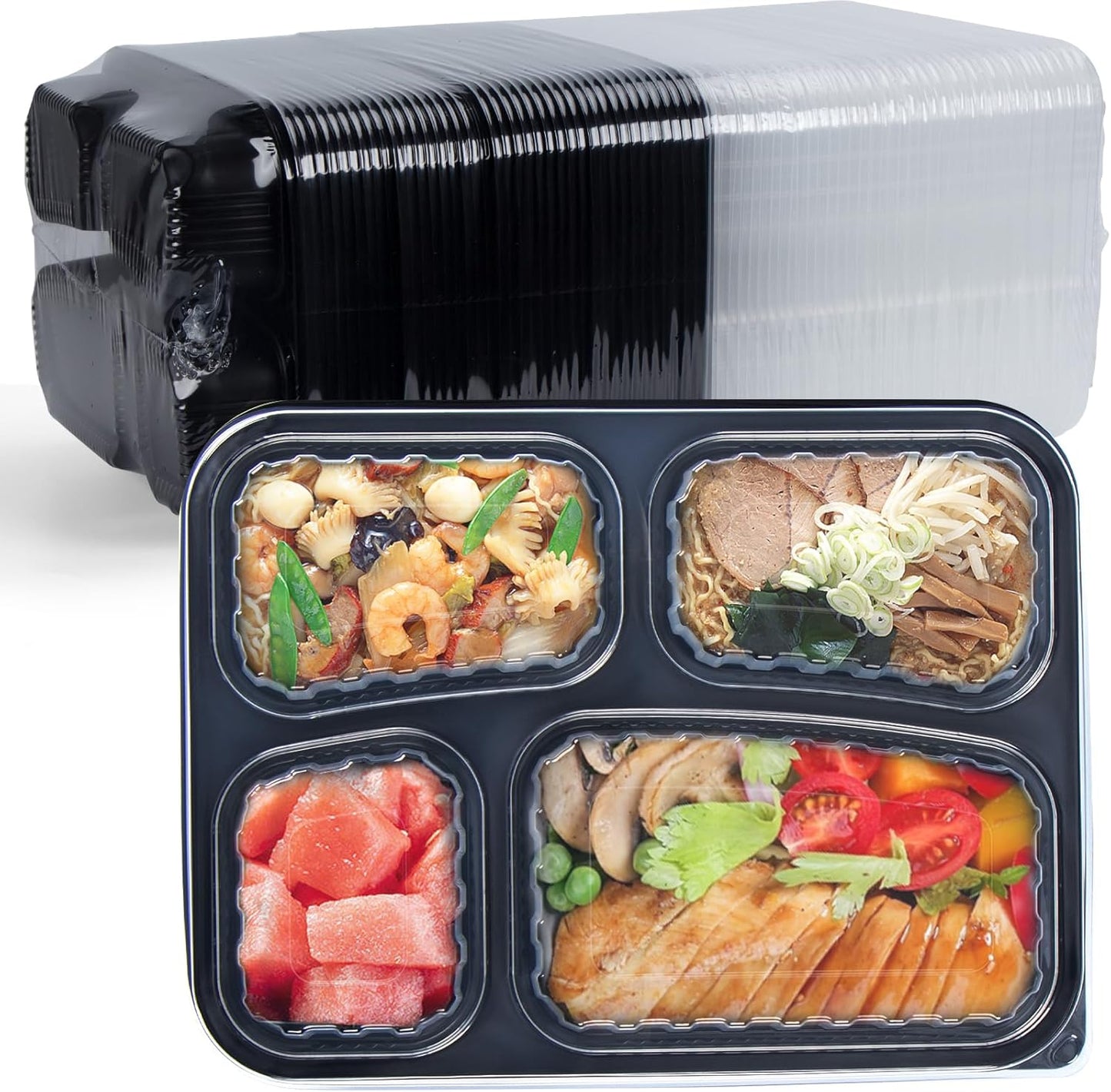 Skiennix 34 oz To Go Containers - 40 Pack BPA Free, Leakproof & Reusable | Microwave, Freezer & Dishwasher Safe - Black