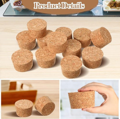 Hoteam 12 Pieces Large Tapered Cork Stoppers Soft Wine Plugs Lids Big Round Bottle Corks for Crafts Replacement Jars Bottles, 2.5 x 2.22 x 1.48 Inch
