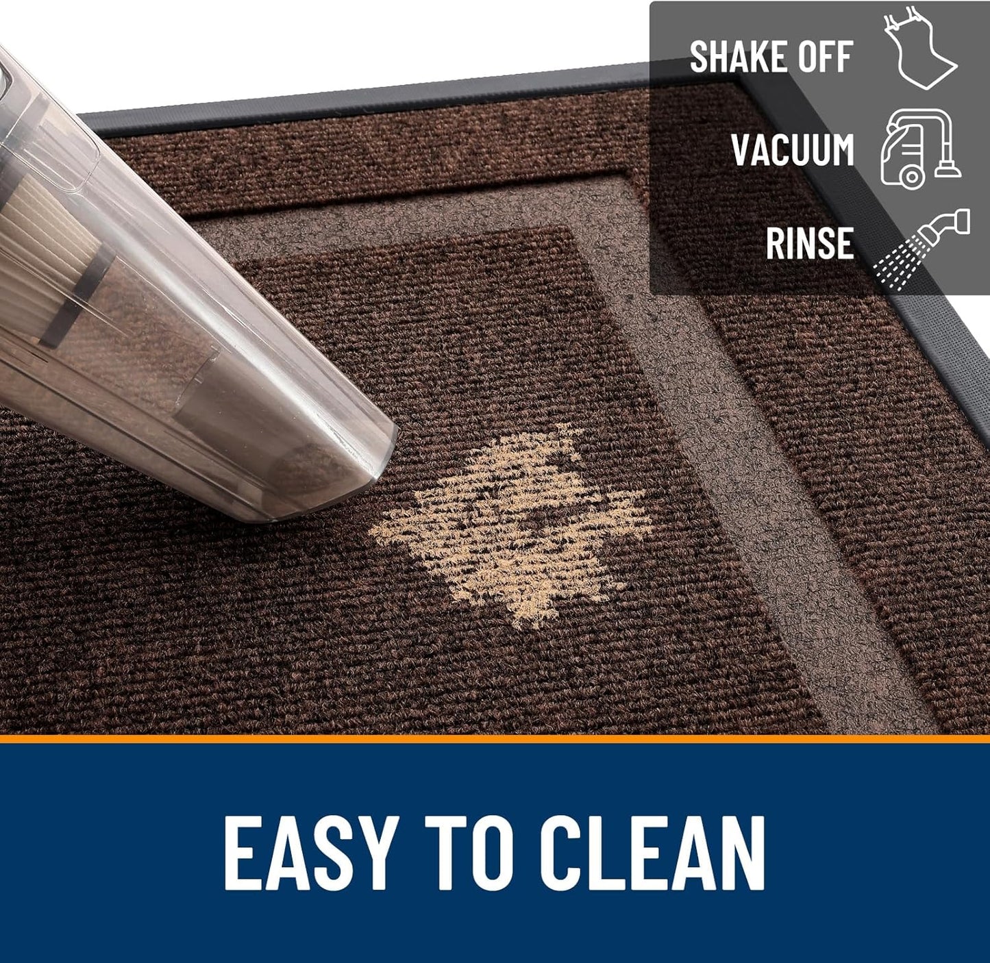 OLANLY Indoor Outdoor Front Door Mat - Waterproof All-Weather Doormat, Easy Clean, 47x32, Dark Brown