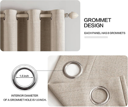 MIULEE Blackout Thermal Insulated Curtains - Linen Textured Taupe Drapes for Bedroom | 52 x 54 Inch (2 Panels)