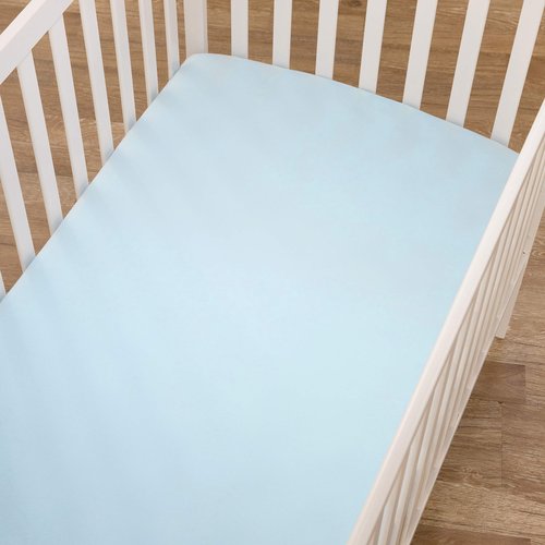 American Baby Company 100% Natural Cotton Fitted Crib Sheet 52" x 28" - Soft, Breathable, Hypoallergenic & Gentle Toddler Bed Sheet, Blue, Neutral for Boys & Girls