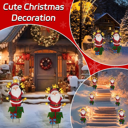 Solar Christmas Yard Sign Santa Claus 28 In Lighted Metal Garden Stake - Variation: Santa Claus