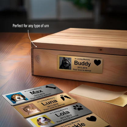 Skiennix Custom Pet Memorial Nameplate - Personalized Stainless Steel Badge for Urns & Ashes