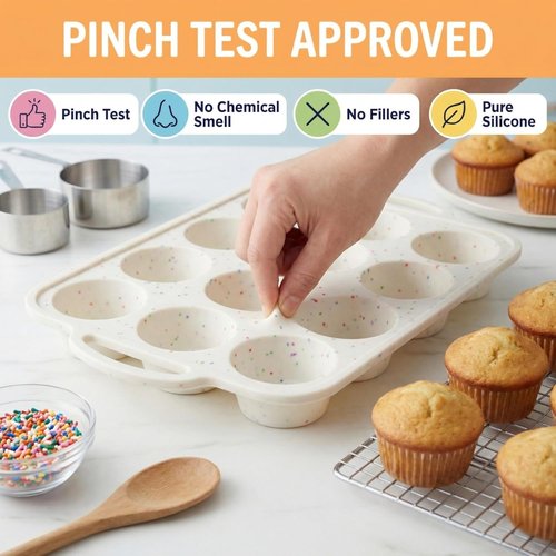 Bake Boss Silicone Muffin Pan - 2-Pack, Metal Reinforced, BPA-Free, 12-Cup Baking Tray