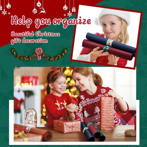 Lewtemi Gift Wrap Holder - 48-Piece Christmas Wrapping Paper Roll Organizer | Metal Strips, 1.2 x 8.7 Inch