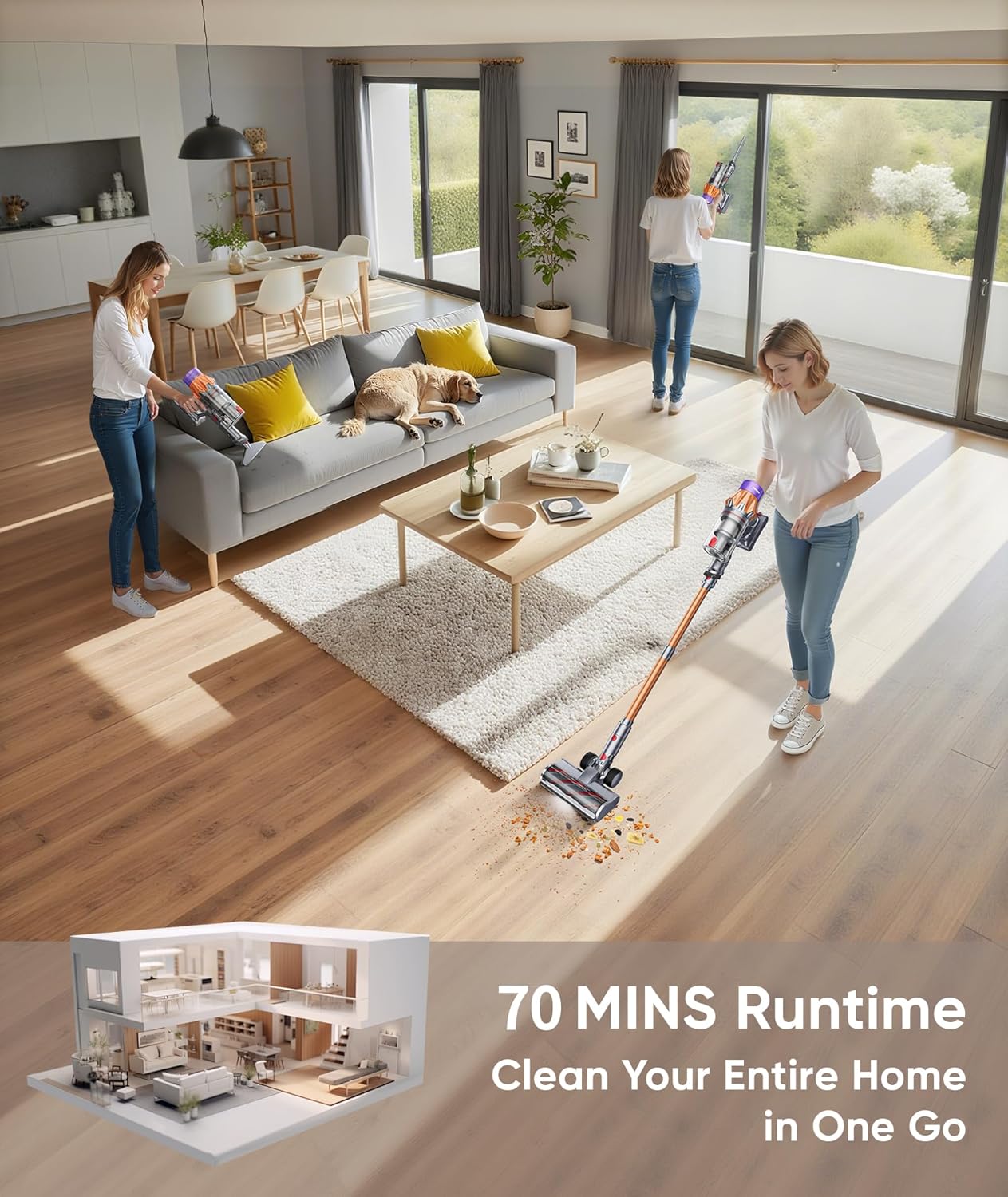 X7A Pro Cordless Vacuum Cleaner - 650W, 55KPA Suction, 70 Minutes Runtime | Ideal for Pet Hair & Hard Floors