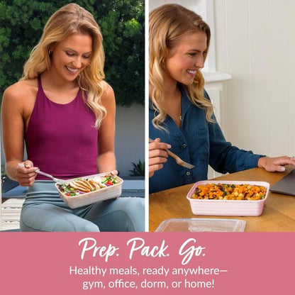 Bentgo Prep - 20-Piece Reusable Meal Prep Containers | Durable, Microwave & Dishwasher Safe, Blush Pink