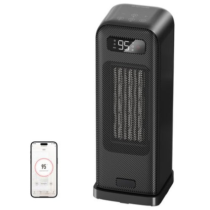 FLANUR Space Heater for Bedroom, Smart Electric Heater with WiFi and Voice Control, 12H Timer, 4 Modes, Thermostat, 1500W PTC Ceramic Indoor Heater, 36dB Quiet Heating for Home Office, 1Pack Black