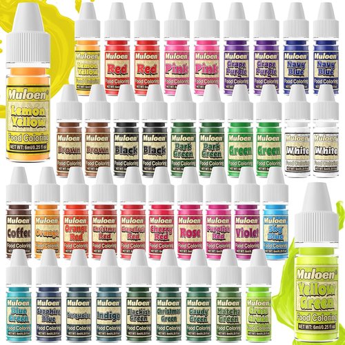 Food Coloring Liquid - Vibrant 40 Colors Food Grade Dye Set for Baking, Cake Decorating & DIY - 0.25 Fl. oz