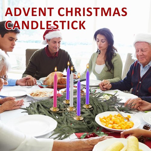 Jingmore Christmas Advent Candle Wreath - Rustic Metal Holder for Pillar Candles | Thin Cross Design