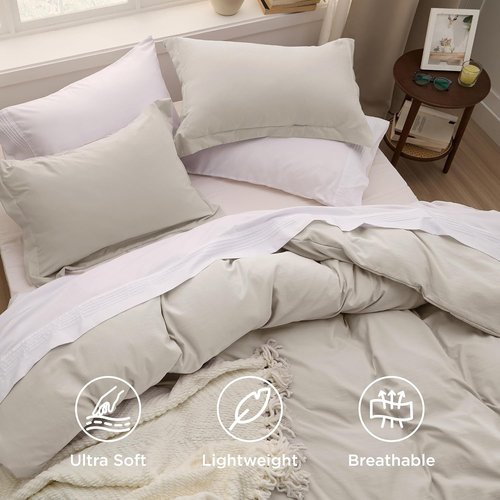 Bedsure Duvet Cover Set - King Size 3-Piece Extra Soft Cotton-Like Bedding | 104x90 Inches with Zipper Closure