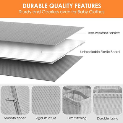 Criusia Sock Organizer - 12 Pack Fabric Drawer Dividers for Underwear, Socks & Accessories | Foldable Storage Bins