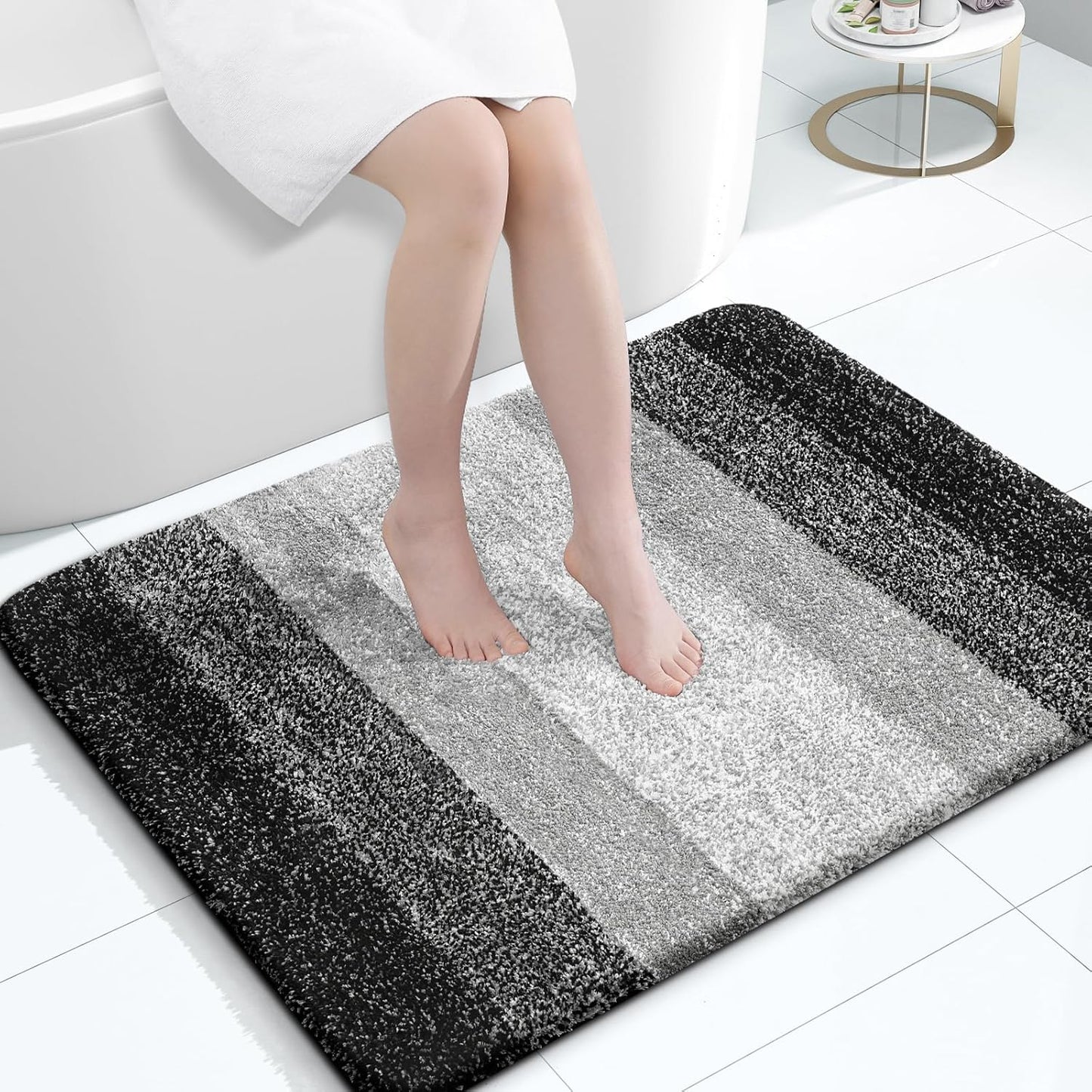 OLANLY Large Bathroom Rug Mat - Extra Soft Microfiber, Quick Dry & Machine Washable | 40x32, Black