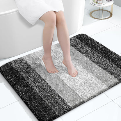 OLANLY Large Bathroom Rug Mat - Extra Soft Microfiber, Quick Dry & Machine Washable | 40x32, Black