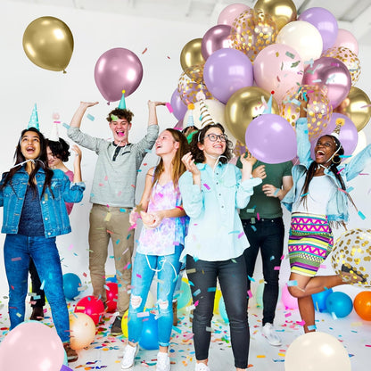 Metallic Pink & Purple Balloons - 12 Inch Confetti Balloons for Girls' Birthday & Baby Shower Decor