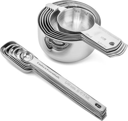 Hudson Essentials Stainless Steel Measuring Cups & Spoons Set - 14 Piece Kitchen Tool Set