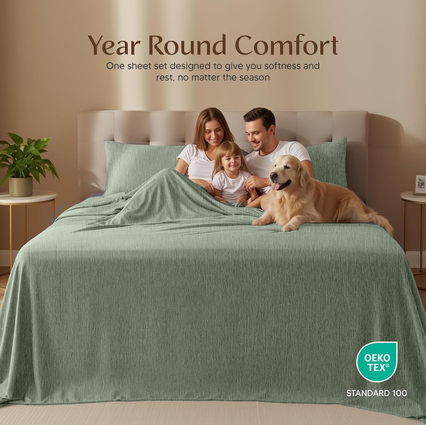 Utopia Bedding California King Sheet Set - Soft, Breathable Microfiber, 4-Piece in Heather Sage