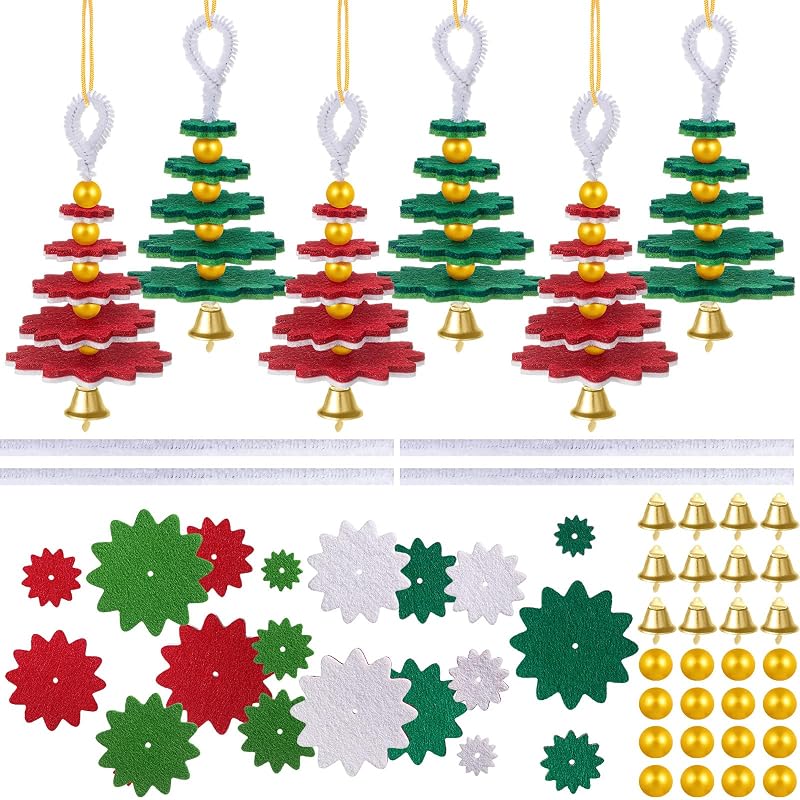 Hollowfly 50-Piece Felt Christmas Ornament Craft Kit - DIY Holiday Ornaments, Easy to Assemble, Includes Instructions (Variation: 50)
