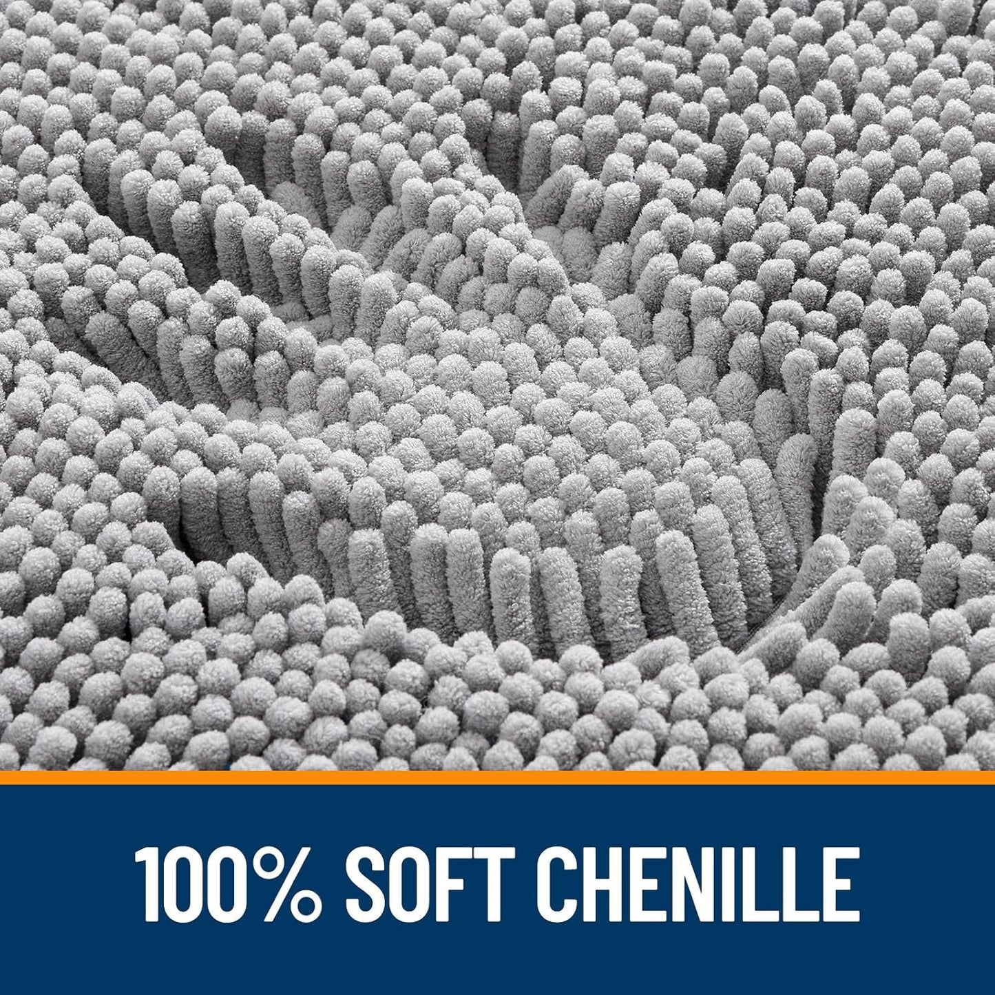 OLANLY Bathroom Rugs - Extra Soft Chenille Bath Mats with Rubber Backing | Quick Dry, Machine Washable, 34x21, Grey