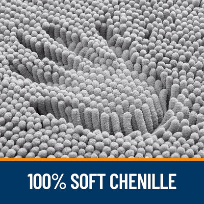 OLANLY Bathroom Rugs - Extra Soft Chenille Bath Mats with Rubber Backing | Quick Dry, Machine Washable, 34x21, Grey
