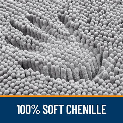 OLANLY Bathroom Rugs 32x20, Extra Soft Absorbent Chenille Bath Rugs, Rubber Backing Quick Dry, Machine Washable Bath Mats for Bathroom Floor, Tub and Shower, Home Decor Accessories, Grey