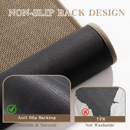 chakme Bathroom Rugs Mat 24x17, Ultra Thin Non Slip Bath Mat Small Quick Dry Absorbent Bath Mat for Bathroom Floor, (Dark Beige, 24"x17")