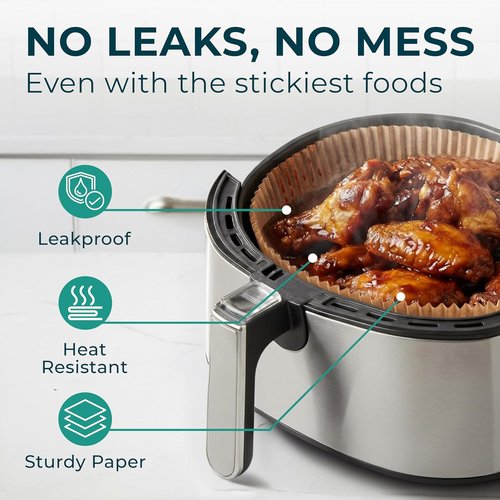 Cathy Yoder Round Air Fryer Liners - 125 PCS Disposable 6.3-Inch Parchment Sheets for Easy Cleanup