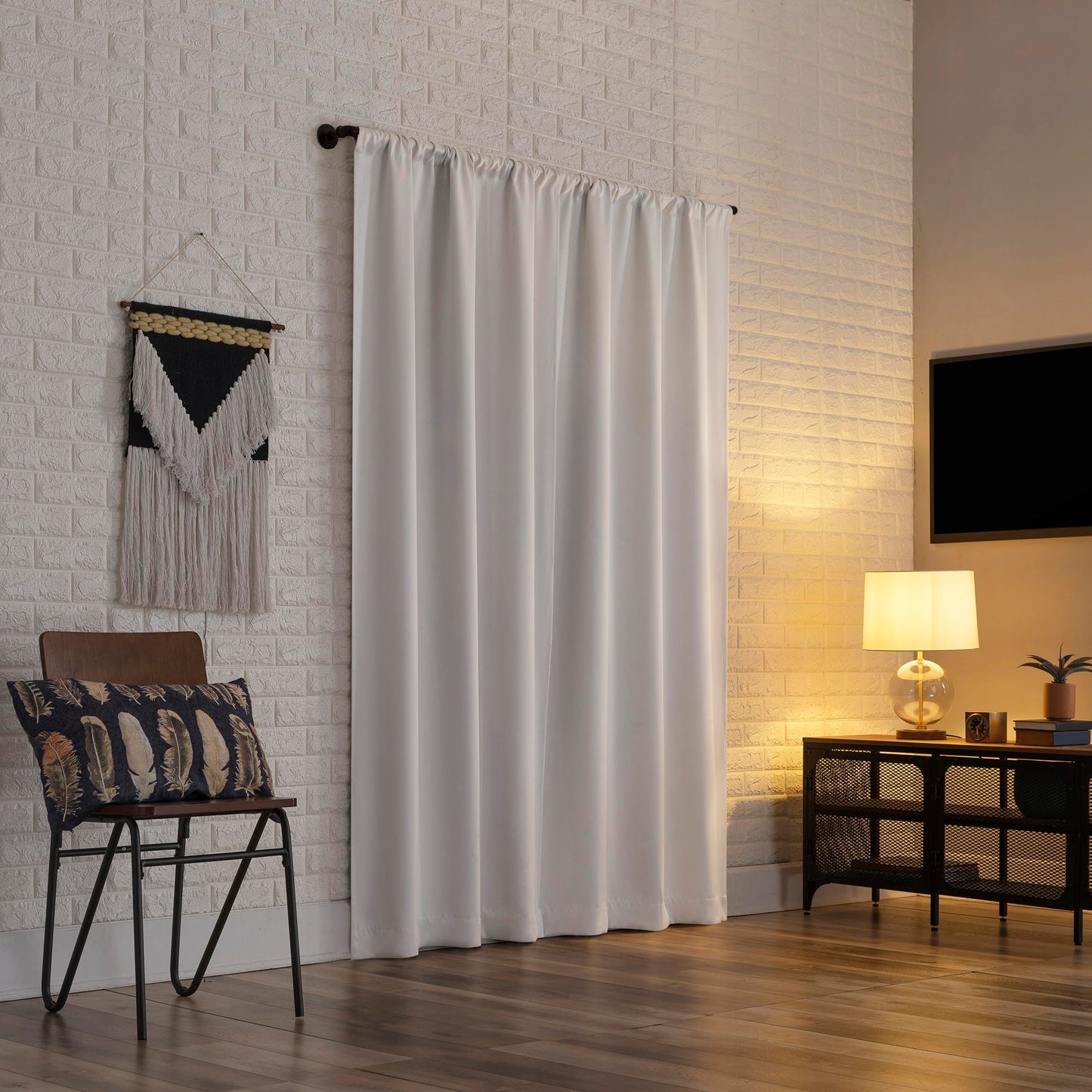 Sun Zero Bergen Theater Grade Extreme 100% Blackout Rod Pocket Curtain Panel, 40" x 84, White