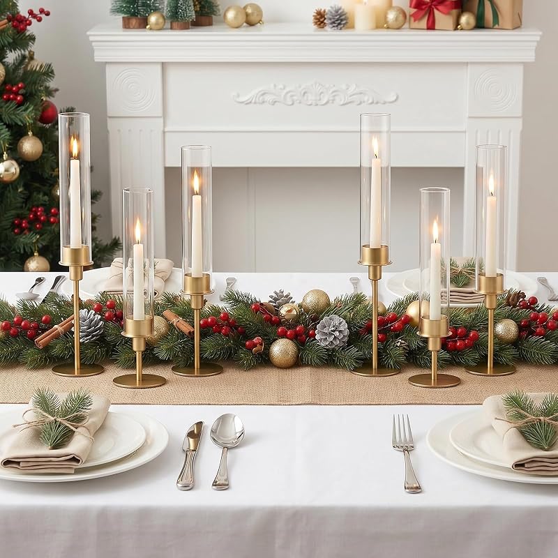 Sziqiqi Hurricane Candle Holders – Gold Tiered 3-Piece Set, Variation 6
