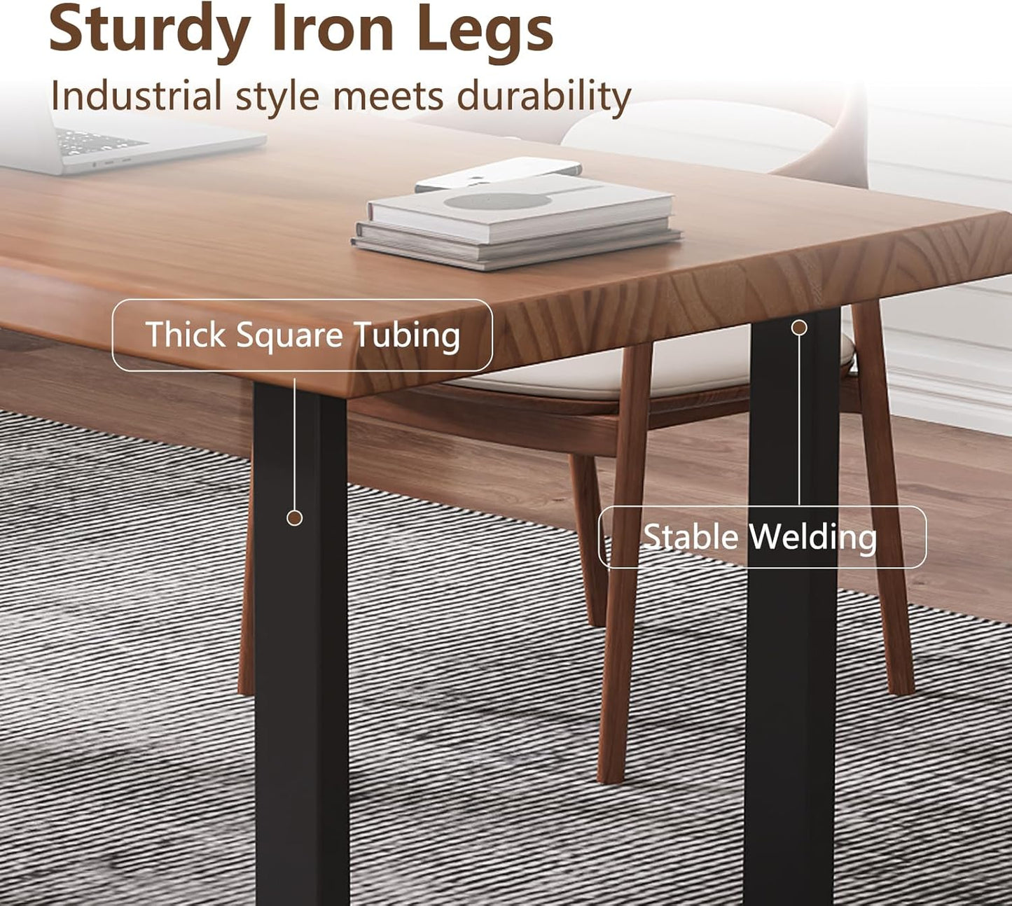 Skiennix Solid Wood Office Desk - Stylish & Durable Design | Multi-Size Options for Home or Work (Tan, 55.12 in)
