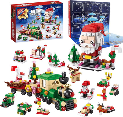 Skiennix Christmas Advent Calendar - 6-in-1 Santa Claus Train Building Blocks | 12 Days Countdown Toy for Kids