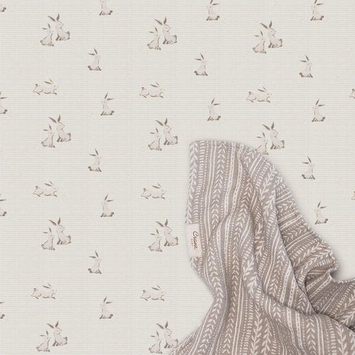 Crane Baby 100% Organic Cotton Fitted Crib Sheet - Soft, Breathable, Gender Neutral Bunny Design