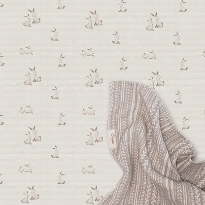 Crane Baby 100% Organic Cotton Fitted Crib Sheet - Soft, Breathable, Gender Neutral Bunny Design