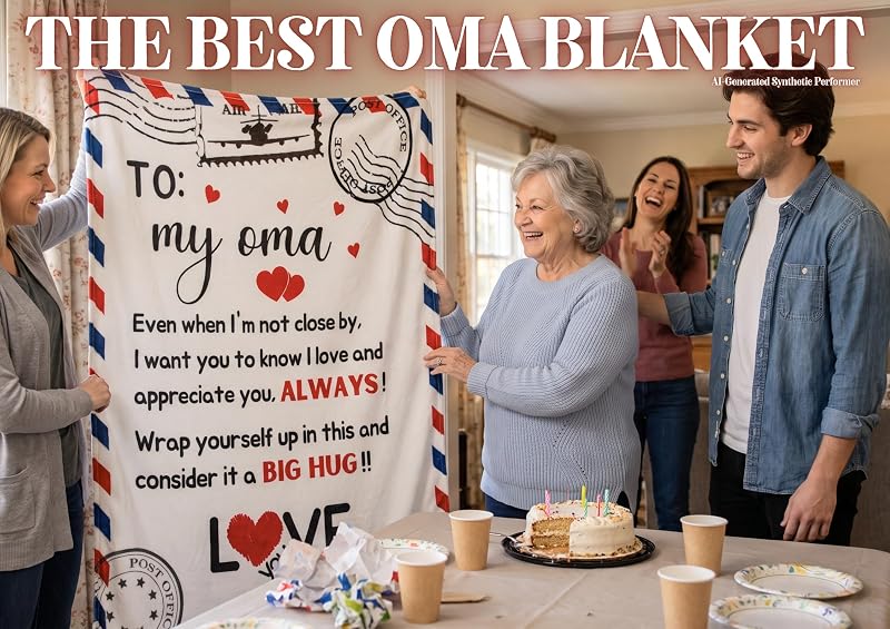 60x80 Inch Oma Gifts Flannel Throw Blanket - Letter to My Oma, Cozy 300gsm